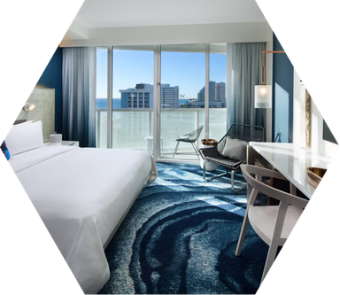 Stylish guest room at W Hotel Fort Lauderdale